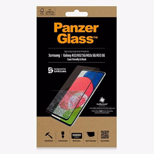PanzerGlass E2E Microfracture antibakteerinen suojalasi Samsung Galaxy A52 / A52 5G / A53 5G - mustalla kehyksellä