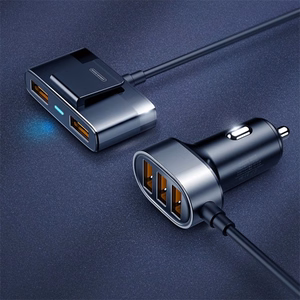 Joyroom nopea autolaturi 5x USB 6.2 A jatkokaapelilla musta (JR-CL03)