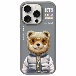 NIMMY Suojakuori COOL&CUTE 2.0 Karhu iPhone 16 Pro Max:lle harmaa