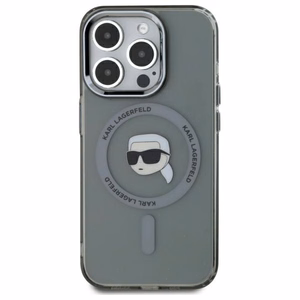 Karl Lagerfeld KLHMP15XHLSKIK iPhone 15 Pro Max 6.7" musta/musta kovakuori IML Metal Karl Head MagSafe
