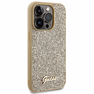 Guess Disco Metal Script Suojakuori iPhone 15 Pro:lle - kultainen