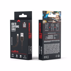 Maxlife MXUC-01 cable USB - Lightning 1,0 m 2A black nylon