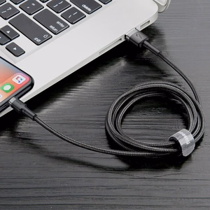 USB-kaapeli Baseus Cafule USB-A - Lightning 1,5A 2,0m harmaa-musta CALKLF-CG1