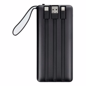 Varavirtalähde Veger C10 (W1116) 10000 mAh sisäänrakennetuilla Micro-USB / Type-C / Lightning -kaapeleilla musta