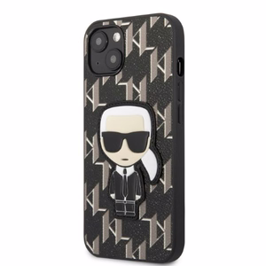 Karl Lagerfeld KLHCP13SPMNIKBK iPhone 13 mini 5.4" kovakuori musta/musta Monogram Ikonik Patch
