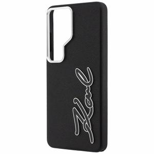 Karl Lagerfeld Suojakuori Grained Signature Metal Resin Logo Samsung Galaxy S26 Ultra:lle musta