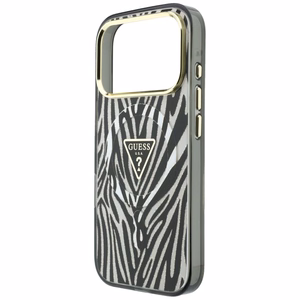 Guess IML Zebra Glitter Triangle Logo MagSafe suojakuori mallille iPhone 18 Pro / 17 Pro – väri: hopea