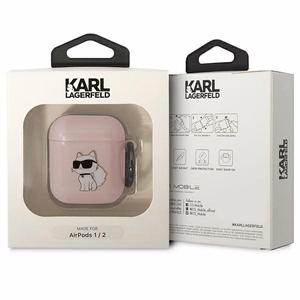 Karl Lagerfeld KLA2HNCHTCP vaaleanpunainen suojus AirPods 1/2:lle Ikonik Choupette