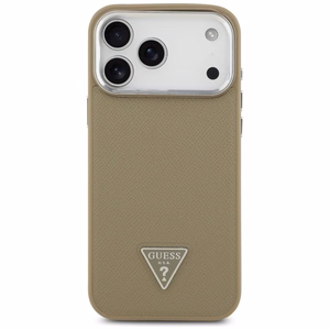 Guess Grained Triangle Logo MagSafe -kuori iPhone 17 Pro Max ruskea