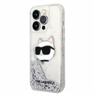 Karl Lagerfeld KLHCP14LLNHCCS iPhone 14 Pro 6.1" hopeinen/hopeinen kovakuori Glitter Choupette Head