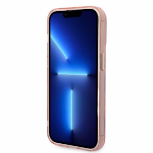 Guess GUHMP14LHTCMP iPhone 14 Pro 6.1 vaaleanpunainen/vaaleanpunainen kova suojakuori Gold Outline läpinäkyvä MagSafe