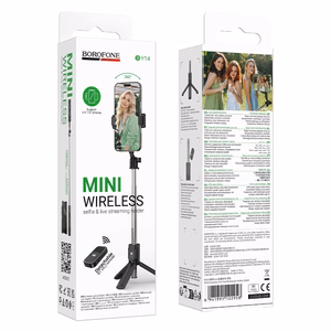 Borofone Selfiekepit BY14 Graceful Bluetooth jalustalla ja kauko-ohjaimella musta