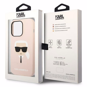 Karl Lagerfeld KLHMP14XSLKHLP iPhone 14 Pro Max 6.7 kovakuori vaalea vaaleanpunainen / vaalea vaaleanpunainen Silicone Karl's Head Magsafe