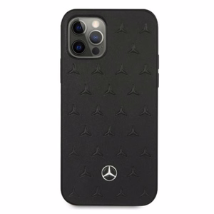 Mercedes nahkakotelo tähdet kuvio iPhone 12 Pro Max - musta