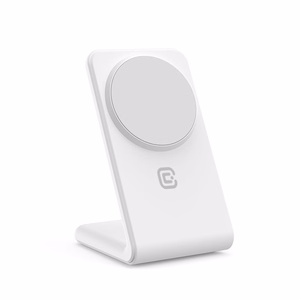 Crong MagSpot Stand 2-in-1 MagSafe-compatible wireless charger for iPhone and AirPods, white
