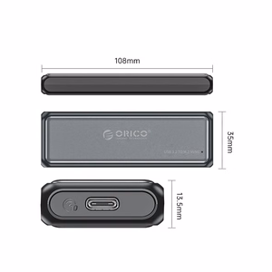Orico DDM2-C3-G2 M.2 NVME USB-A USB-C 3.2 10Gb/s levyasema - harmaa