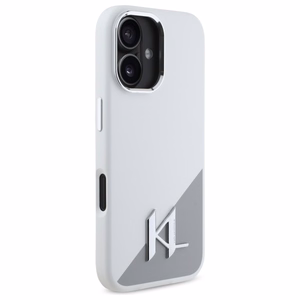 Karl Lagerfeld Silikoninen Initial Metal Logo MagSafe suojakuori iPhone 16:lle - valkoinen