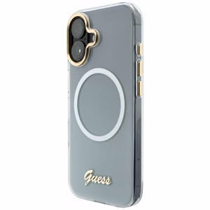 Guess IML Gradient Script Metal MagSafe Suojakuori iPhone 17:lle - Valkoinen