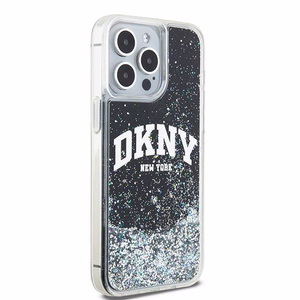 DKNY suojakuori iPhone 15 Pro Max 6,7' DKHCP15XLBNAEK musta HC nestemäiset kimalteet kaarilogolla