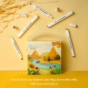Double-sided Marker Pens ARRTX Alp, 40 Colours, yellow shade