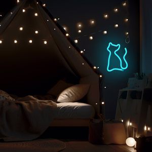 Neon LED Light CAT turquoise NNE24 Neolia