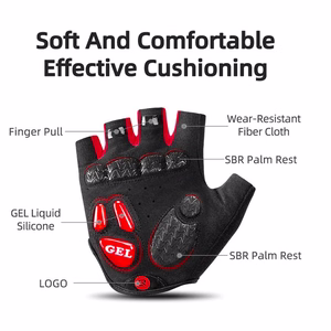 Rockbros S169BR XXL cycling gloves with gel inserts - black and red
