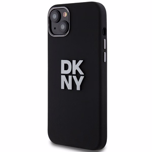 DKNY Liquid Silikoninen Metal Logo Suojakuori iPhone 15/14/13:lle - musta