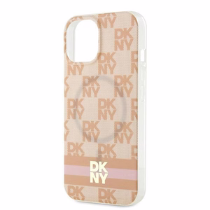 DKNY IML Ruudullinen Mono-kuvio ja Painetut Raidat MagSafe Suojakuori iPhone 15 / 14 / 13:lle - vaaleanpunainen