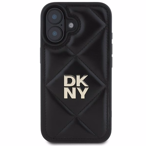 DKNY Quilted Stack Logo iPhone 16:lle Suojakuori - Musta