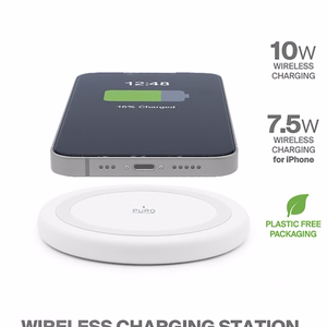 Puro Qi 10 W langaton latausalusta Android- ja iPhone-laitteille, valkoinen