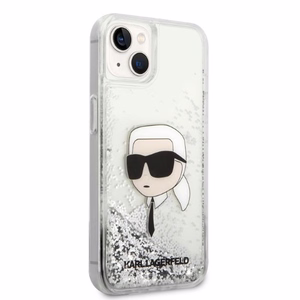 Karl Lagerfeld KLHCP14MLNKHCH iPhone 14 Plus 6.7" hopeinen/hopeinen kovakuori Glitter Karl Head