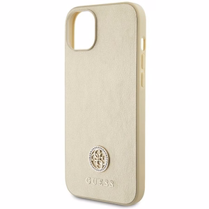 Guess Leather 4G Metal Logo Strass case for iPhone 15 - gold