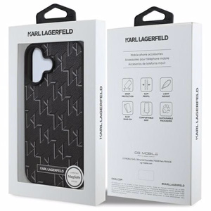 Karl Lagerfeld Hot Stamp MagSafe Suojakuori iPhone 16 Plus:lle - Musta