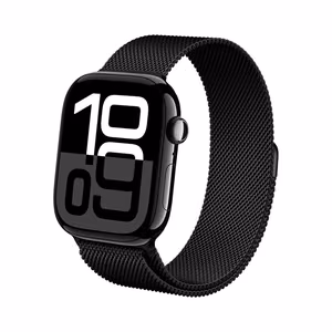 Crong Milano Steel ruostumattomasta teräksestä valmistettu ranneke Apple Watch 38 / 40 / 41 / 42 mm -kellolle, musta