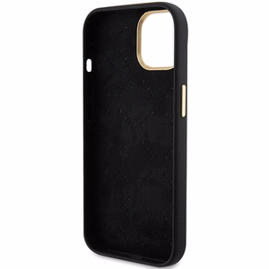 Guess Silikoninen Script Metal Logo & Frame Suojakuori iPhone 15:lle - musta