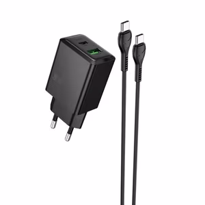 Laturi Hoco N71 30W GaN USB-C/USB-A + USB-C–USB-C-kaapeli 1,0 m musta