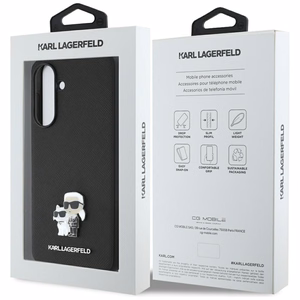 Karl Lagerfeld Saffiano Suojakuori K&C Metal Logo Samsung Galaxy A36:lle - Musta