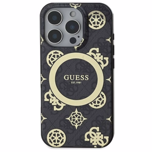 Guess IML Peony On 4G Background MagSafe Suojakuori iPhone 16 Pro Max:lle - musta