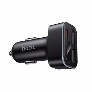 Car charger Hoco with LCD 2xUSB A + 1xUSB C PD QC3.0 42W Z63A black