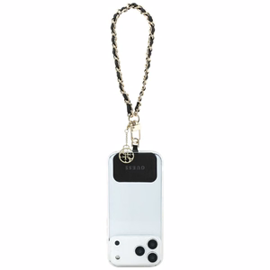 Guess GUOUCHSAMC4K Universal Hand Strap Case - Black Saffiano Chain 4G Charm