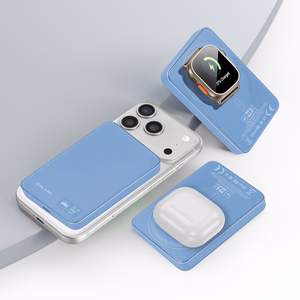 Blavec BJ-04 10000 mAh ohut magneettinen MagSafe-varavirtalähde, 13,5 mm, USB-C, 22,5 W, 3-in-1 (PBBJ04-MC5LB) (väri: vaaleansininen; lasipinta)