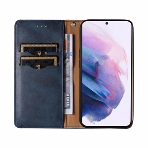 Magneetti hihna Kotelo Kotelo Samsung Galaxy S22 + (S22 Plus) Pussin lompakko + Mini Lanyard riipus Sininen