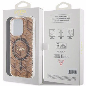 Guess IML GCube MagSafe Suojakuori iPhone 15 Pro Max:lle - ruskea