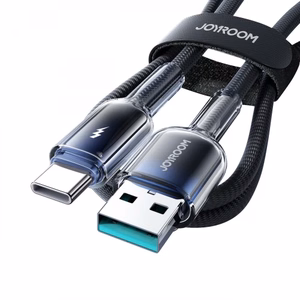 Joyroom S-A42 Crystal-Clear Series 3A USB-A - USB-C -kaapeli 1,2 m - musta