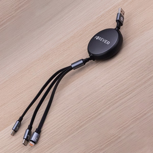 Forever 3in1 kaapeli USB - Lightning + 2x USB-C 1,2 m 100W musta