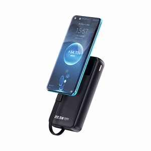 Dudao K15Pro Power Bank 20000mAh 22.5W PD USB-C / USB-A / Sisäänrakennettu Lightning ja USB-C kaapelit - Musta