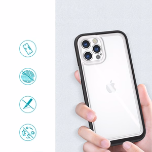 Kirkas 3in1 tapauksessa iPhone 12 Pro Max tapauksessa geeli kansi kehys musta
