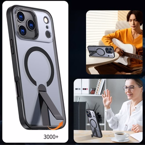 Hybrid Armor X Suojakuori iPhone 17 Pro:lle MagSafe-yhteensopivalla jalustalla - musta
