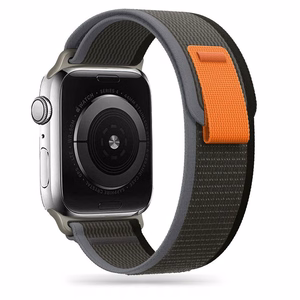Tech-Protect Nylon ranneke Apple Watch 4/5/6/7/8/9/SE/Ultra 1/2 (42/44/45/49 mm) musta/oranssi