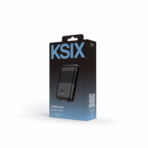 Ksix Powebank Mini 10000mAh 10W+cable USB-A USB-C, musta